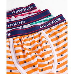 Pine Kids Cotton Elastane Polka Dots Printed & Striped Trunks Pack Of 3 - ( Colour May Vary )