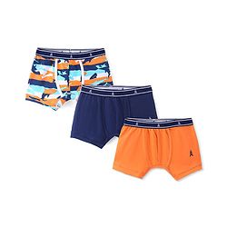 Pine Kids Cotton Knit Sea Life Printed & Solid Trunks Pack Of 3 -Multicolour