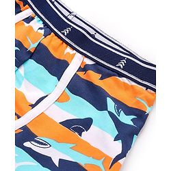 Pine Kids Cotton Knit Sea Life Printed & Solid Trunks Pack Of 3 -Multicolour