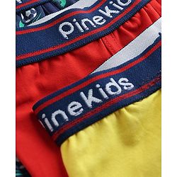 Pine Kids Cotton Elastane Knit Solid & Printed Trunks Pack of 3 - Multicolor