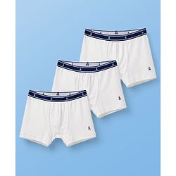 Pine Kids Cotton Elastane Knit Solid Trunks Pack of 3 - White