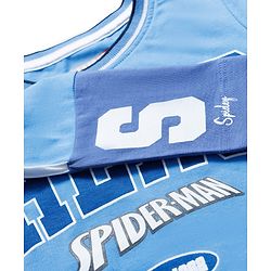 Pine Kids Marvel Single Jersey Knit Full Sleeves T-Shirt with Front & Back T-Shirt with Spiderman Graphic - Blue