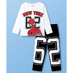Pine Kids Marvel Single Jersey Knit Full Sleeves Night Suit With Spider-Man Graphics - Multicolor