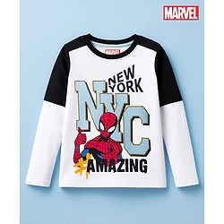 Pine Kids Marvel Single Jersey Knit Full Sleeves Cut & Sew T-Shirt with Spiderman Graphic - Multicolor