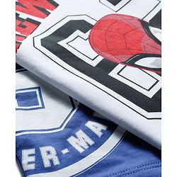 Pine Kids Marvel Terry Knit Full Sleeves Oversized T-Shirt & Track Pant with Spider-Man Graphic & Badge Detailing - White & Blue