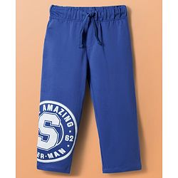 Pine Kids Marvel Terry Knit Full Sleeves Oversized T-Shirt & Track Pant with Spider-Man Graphic & Badge Detailing - White & Blue