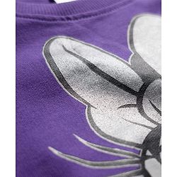 Pine Kids Disney Terry Knit Drop Shoulder Full Sleeves T-Shirt & Lounge Pant Set with Minnie Mouse Graphic - Purple