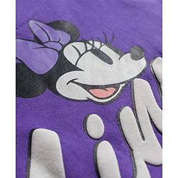 Pine Kids Disney Terry Knit Drop Shoulder Full Sleeves T-Shirt & Lounge Pant Set with Minnie Mouse Graphic - Purple