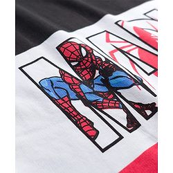 Pine Kids Marvel Terry Knit Drop Shoulder Half Sleeves Cut & Sew T-Shirt Spiderman Graphic - Multicolor