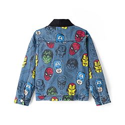 Pine Kids Marvel Full Sleeves Front Zipper Denim Jacket with Avengers Graphic - Navy Blue