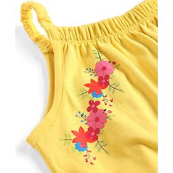 Pine Kids Cotton Knit One Piece Dresses/Frocks with Shoulder Straps and Floral Print Aspen Gold 4-5 Years