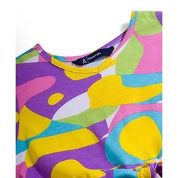 Pine Kids Cotton Knit Half Puffed Sleeves Printed Frock -Multicolor