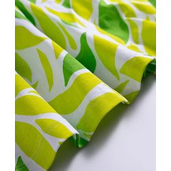 Pine Kids Cotton Knit Half Sleeves Frock with Leaves Print - Limegreen