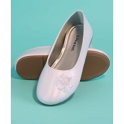 Pine Kids Slip On Ballerinas with Applique - White