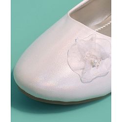 Pine Kids Slip On Ballerinas with Applique - White