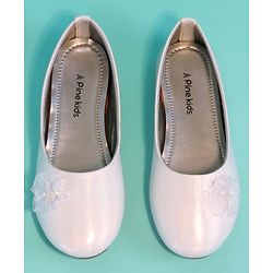 Pine Kids Slip On Ballerinas with Applique - White
