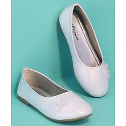 Pine Kids Slip On Ballerinas with Applique - White