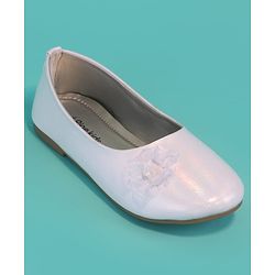 Pine Kids Slip On Ballerinas with Applique - White