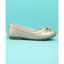Pine Kids Solid Colour Slip On Ballerina with Bow Applique -  Golden