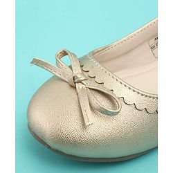 Pine Kids Solid Colour Slip On Ballerina with Bow Applique -  Golden