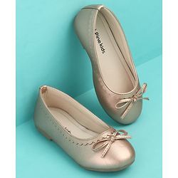 Pine Kids Solid Colour Slip On Ballerina with Bow Applique -  Golden