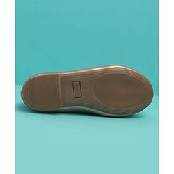 Pine Kids Solid Colour Slip On Ballerina with Bow Applique -  Golden