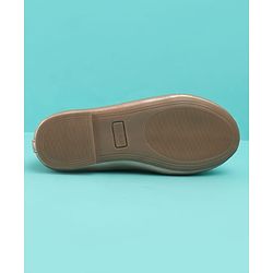 Pine Kids Solid Colour Slip On Ballerina with Bow Applique -  Golden