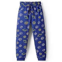Pine Kids Single Jersey Knit Half Sleeves T-Shirt & Pyjama Night Suit With Space Theme Print - Navy Blue