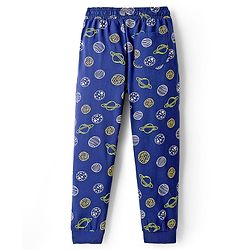 Pine Kids Single Jersey Knit Half Sleeves T-Shirt & Pyjama Night Suit With Space Theme Print - Navy Blue