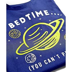 Pine Kids Single Jersey Knit Half Sleeves T-Shirt & Pyjama Night Suit With Space Theme Print - Navy Blue