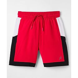 Pine Active Woven Knee Length Shorts With Cut & Sew Design - Red