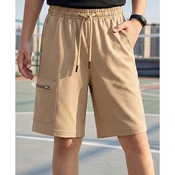 Pine Active Knit Knee Length Solid Color Skin Friendly Shorts with Active Stretch - Brown