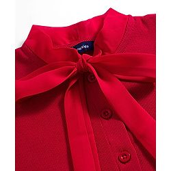Pine Kids Cotton Lycra Knit Half Sleeves Solid Top - Red