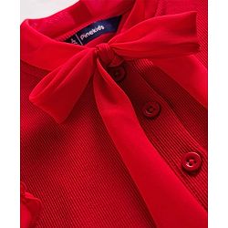 Pine Kids Cotton Lycra Knit Half Sleeves Solid Top - Red
