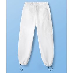 Pine Kids Denim Woven Full Length Solid Colour Jeans with Pockets - White