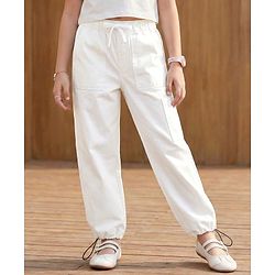 Pine Kids Denim Woven Full Length Solid Colour Jeans with Pockets - White