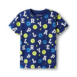 Pine Kids Single Jersey Knit Half Sleeves T-Shirt & Pajama Night Suit With Alphabet Print - Blue