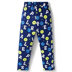 Pine Kids Single Jersey Knit Half Sleeves T-Shirt & Pajama Night Suit With Alphabet Print - Blue