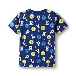 Pine Kids Single Jersey Knit Half Sleeves T-Shirt & Pajama Night Suit With Alphabet Print - Blue
