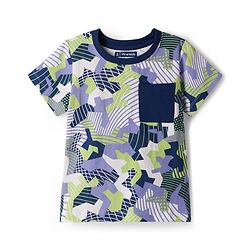 Pine Kids Single Jersey Knit Half Sleeves Co-ords Printed Night Suit - White & Blue