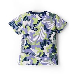 Pine Kids Single Jersey Knit Half Sleeves Co-ords Printed Night Suit - White & Blue