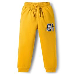 Pine Kids Knit Full Length Lounge Pant with Text Print - Yellow