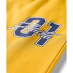 Pine Kids Knit Full Length Lounge Pant with Text Print - Yellow