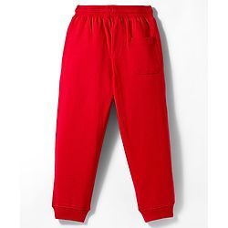 Pine Kids Knit Full Length Lounge Pant with Text Print - Red