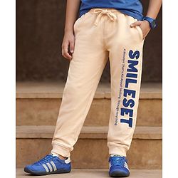 Pine Kids Knit Full Length Lounge Pant With Smile Set Print - Ivory