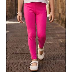 Pine Kids Cotton Lycra Knit Full Length Leggings with Floral Print Pack of 2 - Pink & Lavender