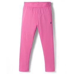 Pine Kids Cotton Lycra Knit Full Length Leggings With Heart Print Pack Of 2 - Pink & Black