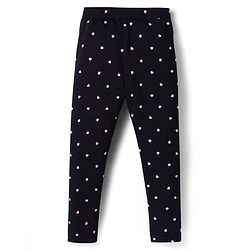 Pine Kids Cotton Lycra Knit Full Length Leggings With Heart Print Pack Of 2 - Pink & Black