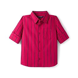 Pine Kids 100% Cotton Woven Full Sleeves Striped Shirt - Red