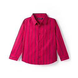 Pine Kids 100% Cotton Woven Full Sleeves Striped Shirt - Red